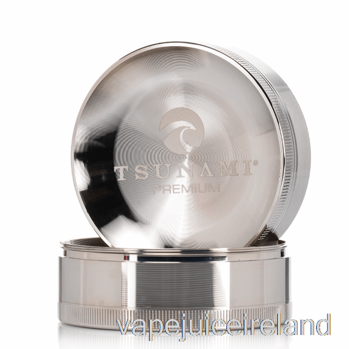 Vape Juice Tsunami 2.95inch 4-Piece Sunken Top Grinder Silver (75mm)